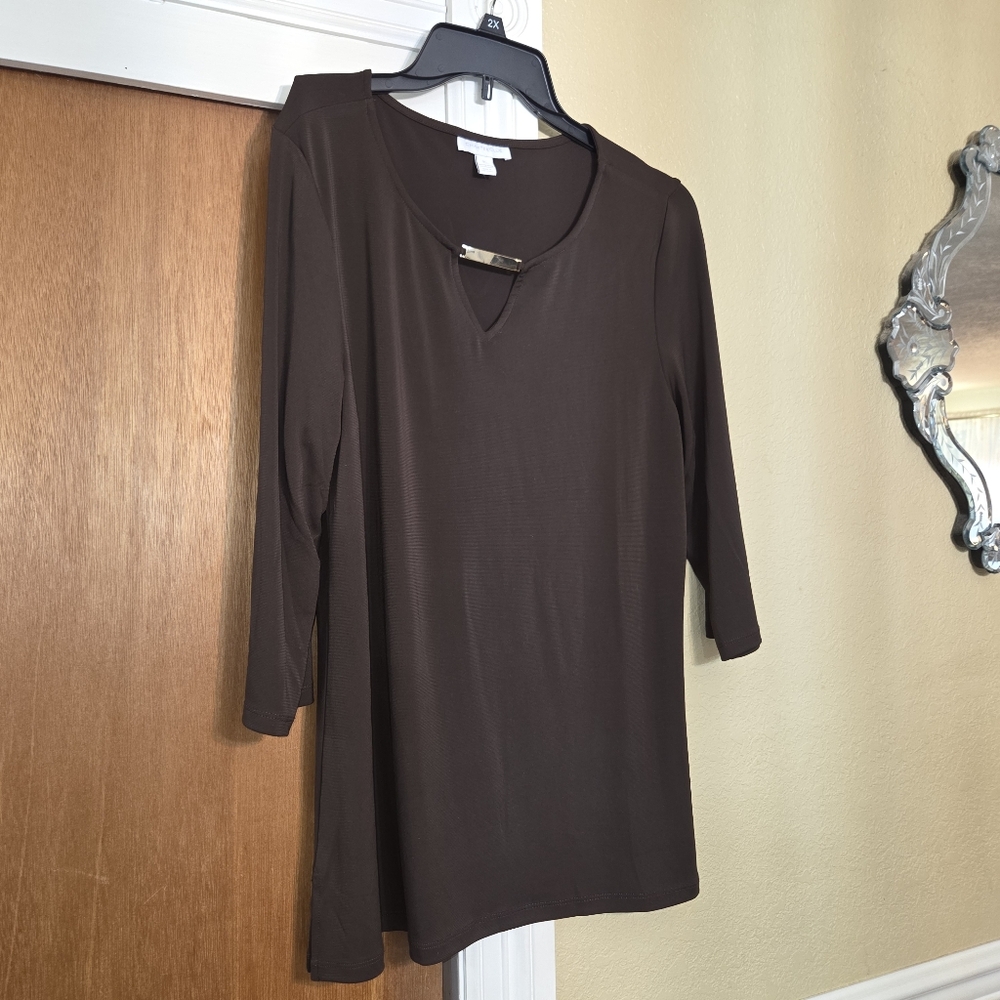 Charter Club Dark Brown Long Sleeve Top XL LIKE NEW